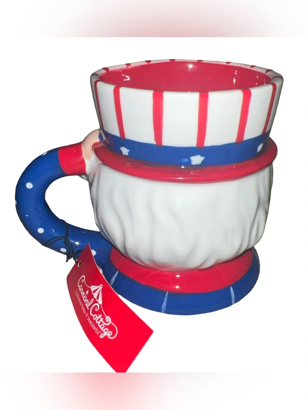 JOHANNA PARKER PATRIOTIC UNCLE SAM COFFEE MUG USA 4TH OF JULY STARS & STRIPES